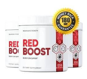Red Boost supplement bottle shown for editorial review and ingredient overview